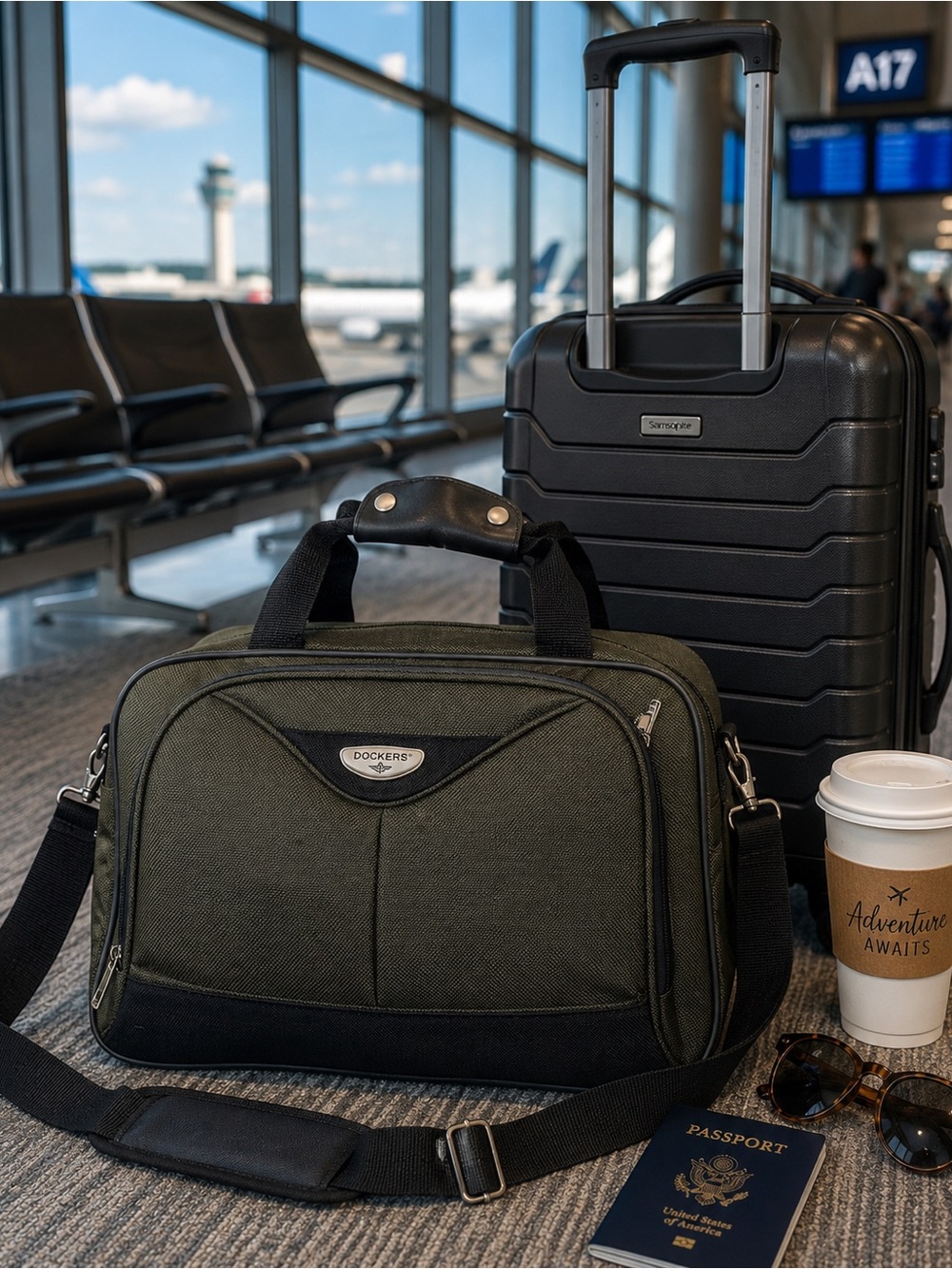 Dockers Olive Green Carry-On Travel Bag Weekender Duffel
